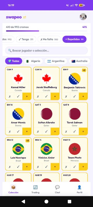 Cambio cromos Mundial 2026