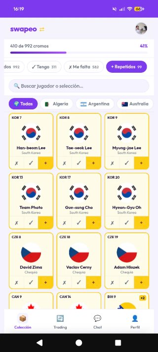 Cambio cromos Mundial 2026