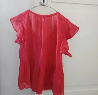 Top rosa con maniche a volant Mango taglia M