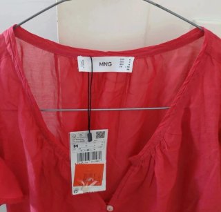 Top rosa con maniche a volant Mango taglia M