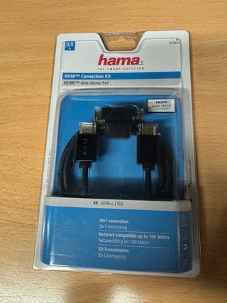 Cable HDMI Hama 1.5m 4K 3 en 1 con Adaptadores