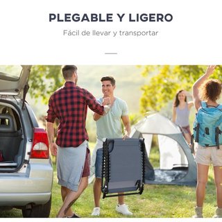 Tumbona Plegable 4 Posiciones Marco Acero Gris