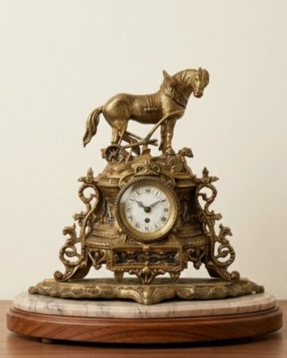Reloj de sobremesa antiguo con caballo