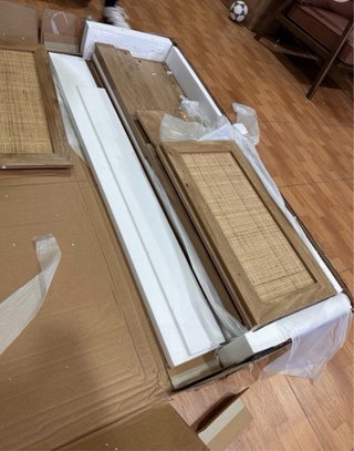 Zapatero de madera efecto ratán
