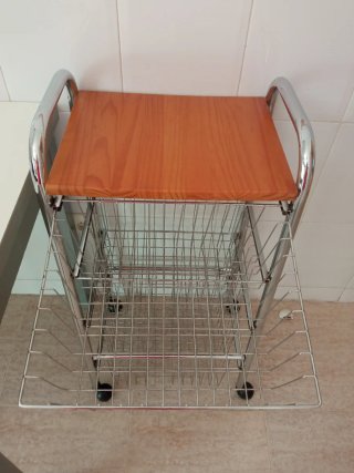 Carrito Cocina Acero inoxidable 4 Niveles Madera y