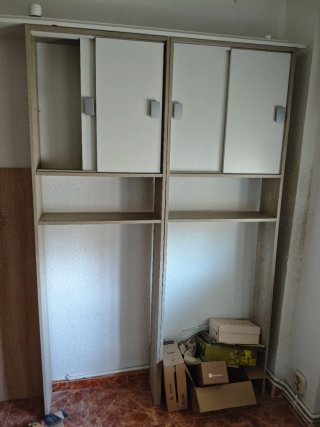 Estantería modular madera y blanco