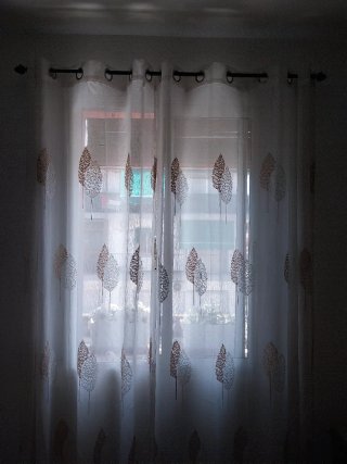 Cortinas decorativas blanca y dorada (235 x 145)