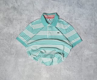 Polo Lacoste Talla M Rayas Verdes y Blancas