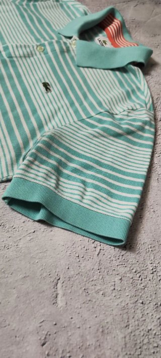 Polo Lacoste Talla M Rayas Verdes y Blancas