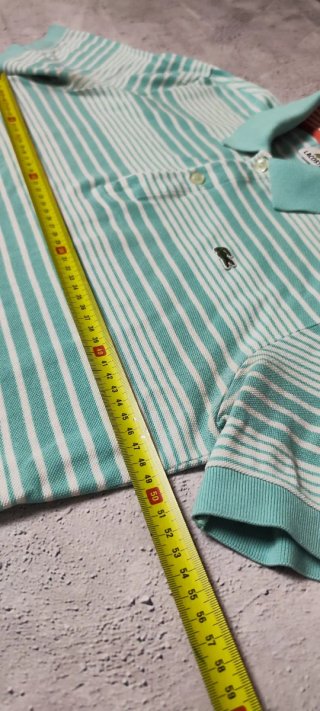 Polo Lacoste Talla M Rayas Verdes y Blancas