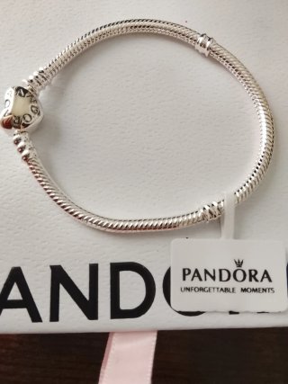 Pulsera Pandora Plata Cierre Corazón 17cm