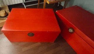 Baúles chinos rojos de madera