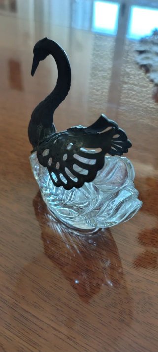 Cigno Vetro cristallo e bronzo