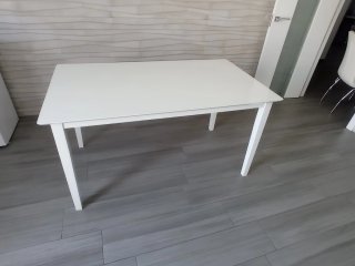 Mesa de comedor madera lacada blanca
