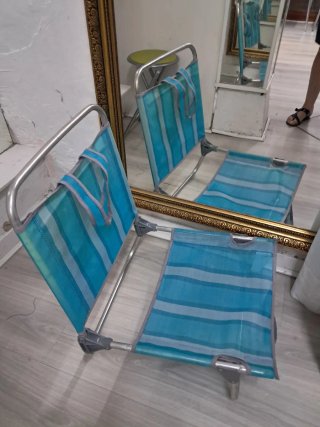 Silla Playa Aluminio Ligera Rayas Azul