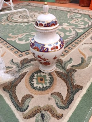 Jarrón Bareuther Porcelana Decorado