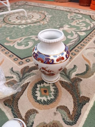 Jarrón Bareuther Porcelana Decorado