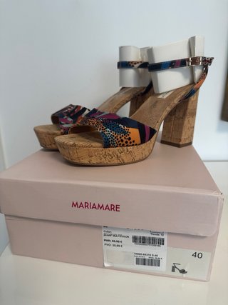 Sandalias tacón cuña corcho piel multicolor