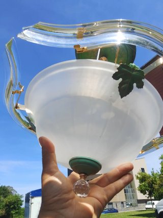 Lámpara de techo colgante de cristal y metal