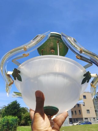 Lámpara de techo colgante de cristal y metal