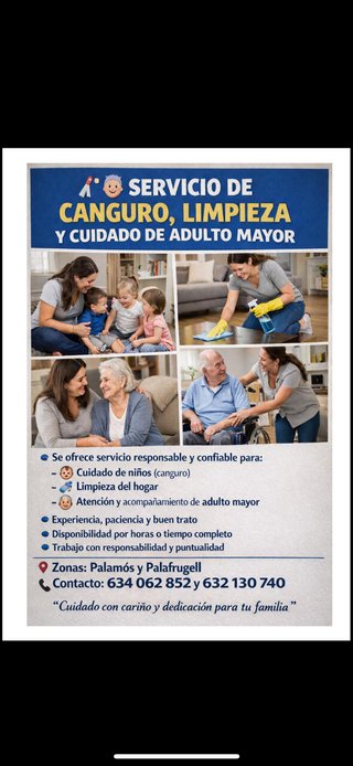 Soy canguro ,cuidado de adulto mayor y limpiezas