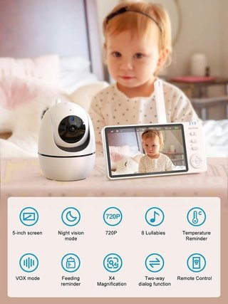 Vigilabebés con Cámara 5 pulg LCD 720p NUEVO