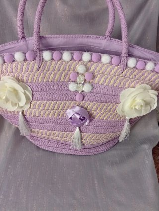 Borsa Paglia Retrò Decorata A Mano