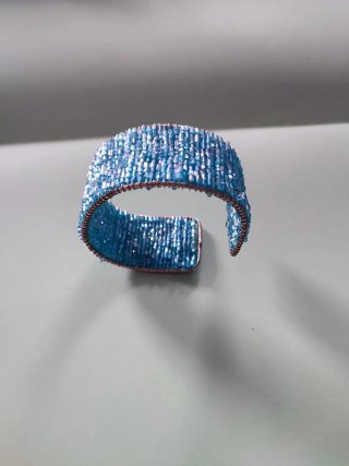 Conjunto collar y brazalete azul plateado