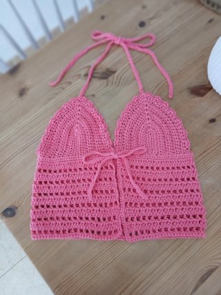 Top Crochet Verano Rosa