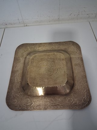 Tetera y bandeja antiguas decoradas