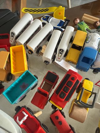 Juego vías tren madera y accesorios