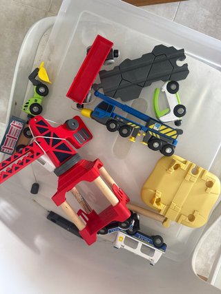 Juego vías tren madera y accesorios
