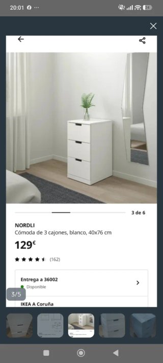 Cómoda 3 cajones IKEA blanca nueva(precio IKEA 129