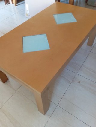 Mesa comedor y centro + 4 sillas madera