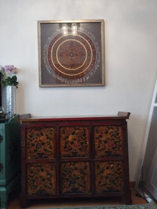 Mueble Oriental Madera Rojo Dorado