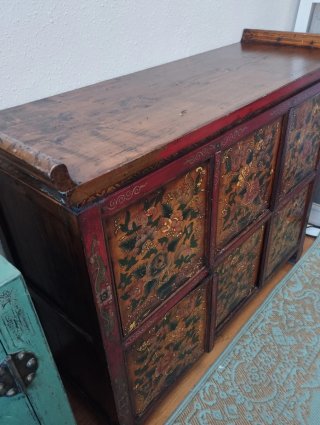 Mueble Oriental Madera Rojo Dorado