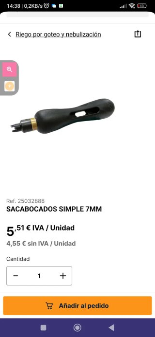 Sacabocados Simple 7mm Riego Goteo