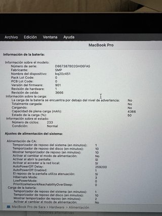 MacBook Pro 13 2017 Plata - 233 Ciclos Batería