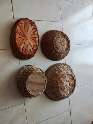 Lote 4 cestas mimbre y bambú