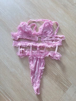 Conjunto lencería rosa sujetador y braga M