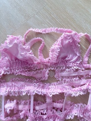 Conjunto lencería rosa sujetador y braga M