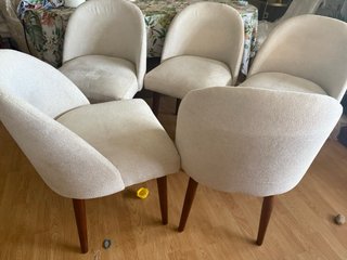Juego de 5 Sillas de Comedor Beige , tela buclette