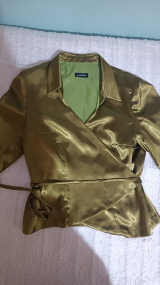 Chaqueta cruzada fiesta verde ocre