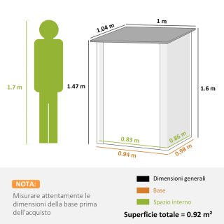 Casetta da Giardino Porta Attrezzi in Acciaio Galv