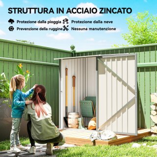 Casetta da Giardino Porta Attrezzi in Acciaio Galv