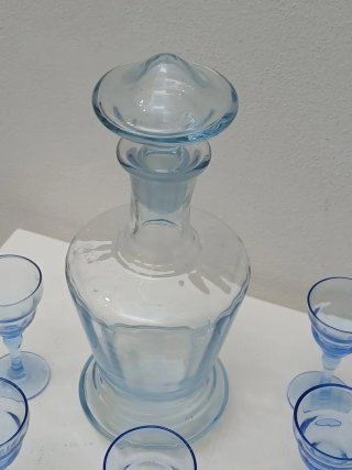 Set Bicchieri e Caraffa Vintage Blu Vetro