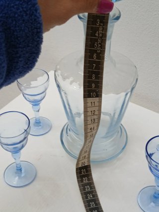 Set Bicchieri e Caraffa Vintage Blu Vetro