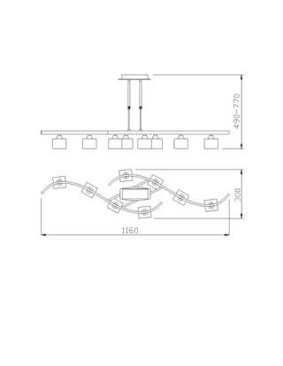Lámpara Comedor Mantra Cuadrax Cromo 8 Luces LED