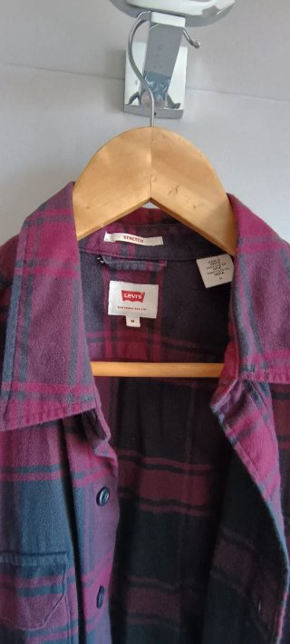 Camisa Levi's Talla M Cuadros Morado/Gris