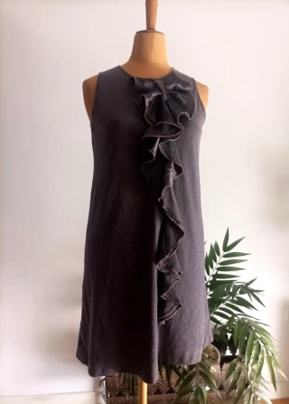 Vestido gris Tintoretto con volantes